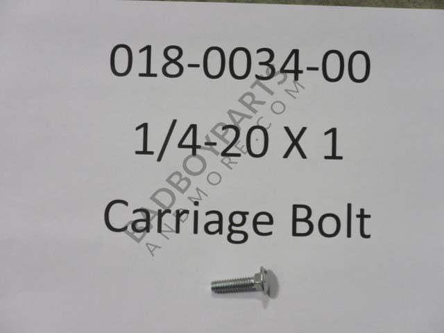 018-0034-00 - 1/4 - 20 x 1 Carriage Bolt-Bolt for the 088-4000-00