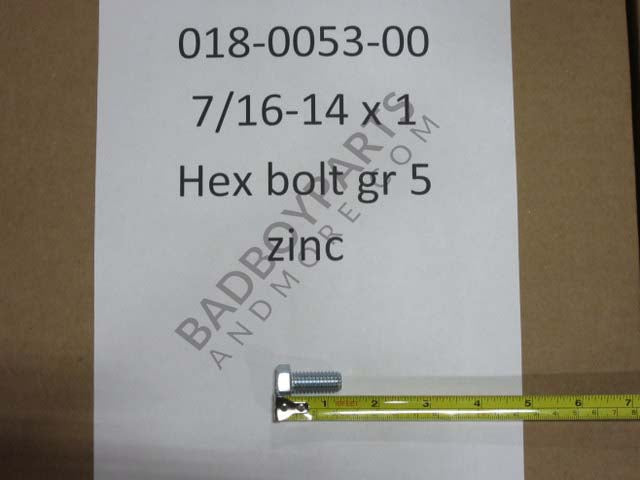 018-0053-00 - 7/16-14 x 1 Hex Bolt GRADE 5 Zinc