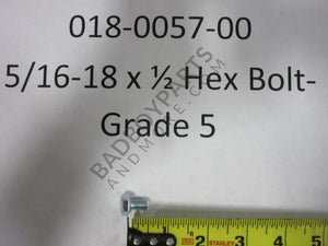 018-0057-00 - 5/16-18 x 1/2 Hex Bolt-Grade 5