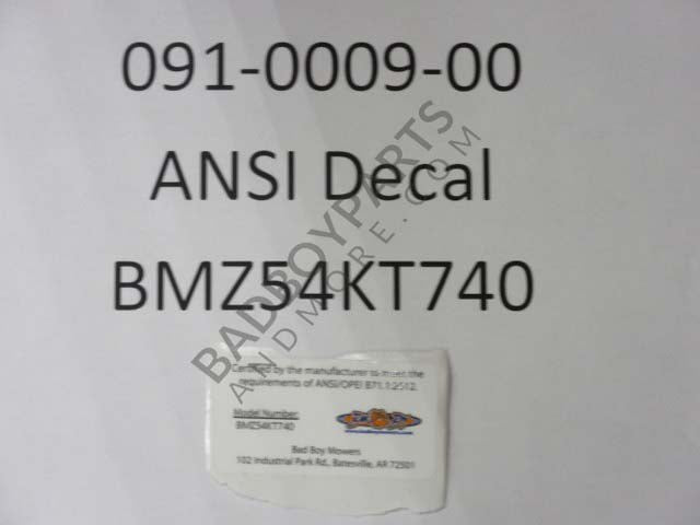 091-0009-00 - ANSI Decal BMG5425KO