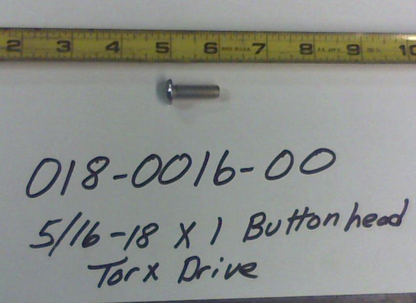 018-0016-00 - 5/16-18 x 1 Button Head Tor x Drive Bolt