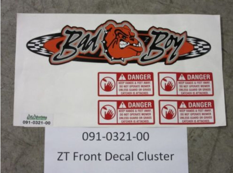 091-0321-00 - ZT Front Decal ClusterBad Boy / Danger Decal