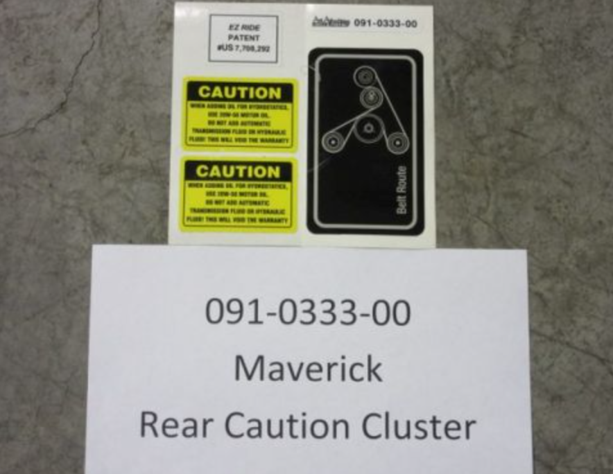 091-0333-00 - Maverick Rear Caution Cluster EZ ride/Caution/Pump Belt Decal